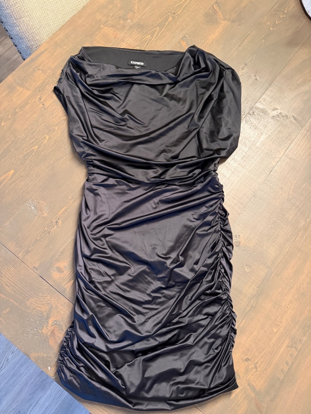 Express Asymmetrical Shoulder Ruched Dress XS Like New